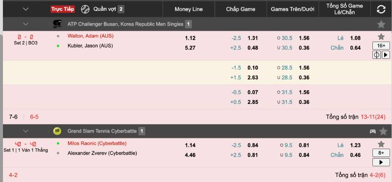 Cược Điểm Tennis Trực Tiếp - Tip And Tricks Giúp Bạn Chiến Thắng 2 Các loại kèo cược phổ biến trong tennis trực tiếp