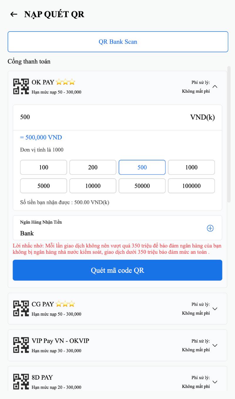 Hướng Dẫn Chi Tiết Nạp Tiền 78Win Bằng Nhiều Phương Thức 4 Quét mã QR (QR Bank Scan)