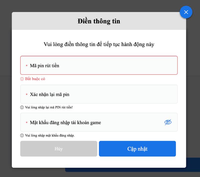 Rút Tiền 78win - Hướng Dẫn Chi Tiết, Nhanh Chóng 1 Thiết lập mã PIN rút tiền cá nhân