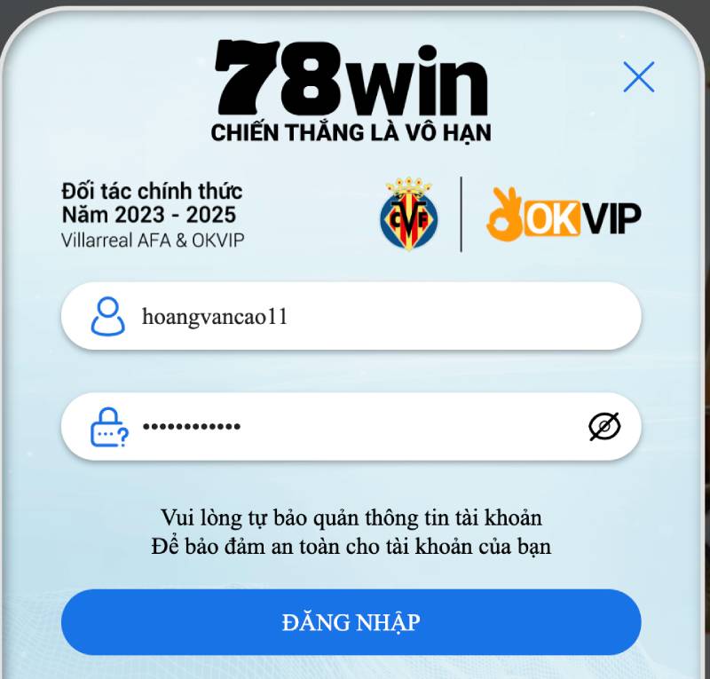 dien thong tindang nhap 78win